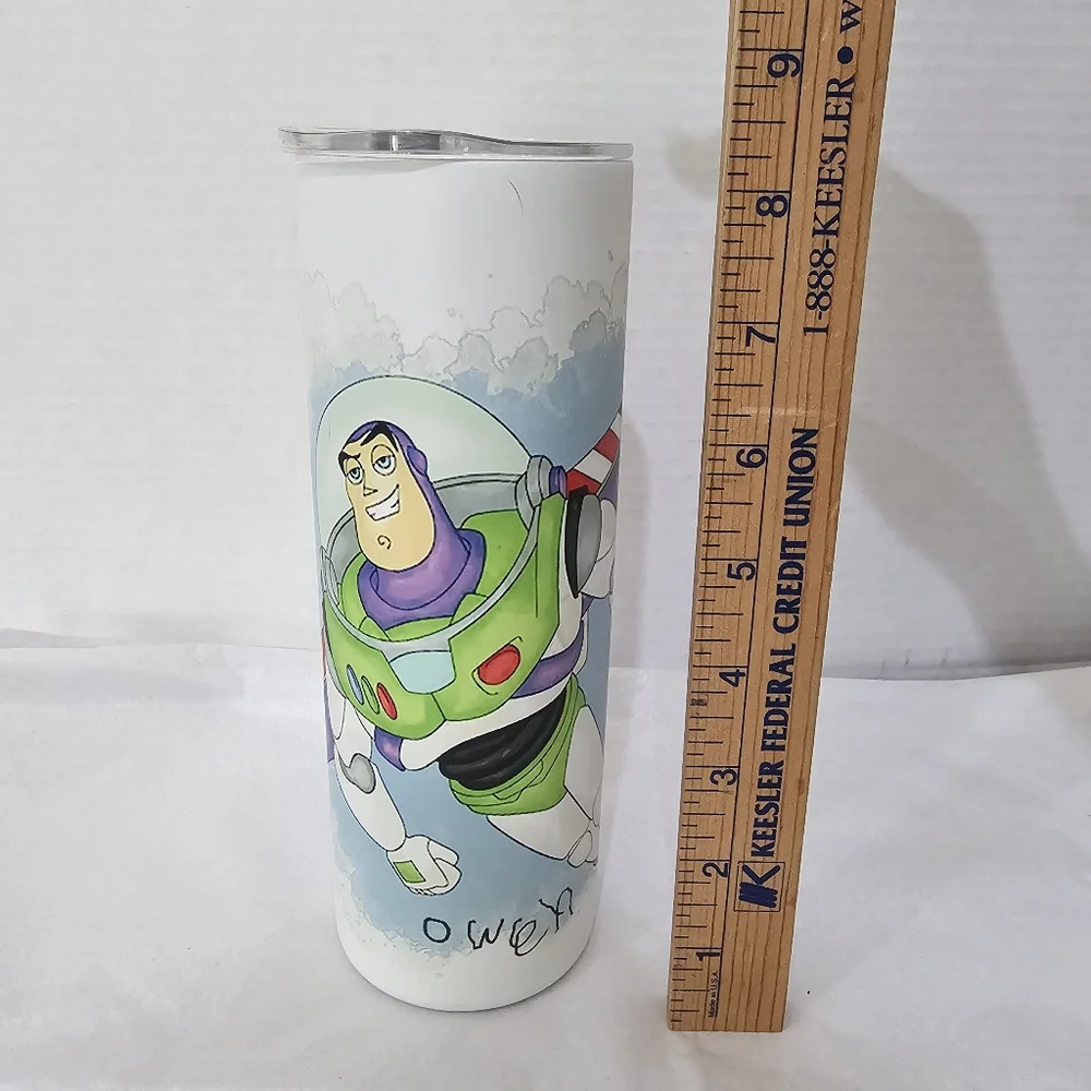 Toy Story Buzz Lightyear 20 oz Stainless Tumbler GLOW in DARK L👀K - NEW